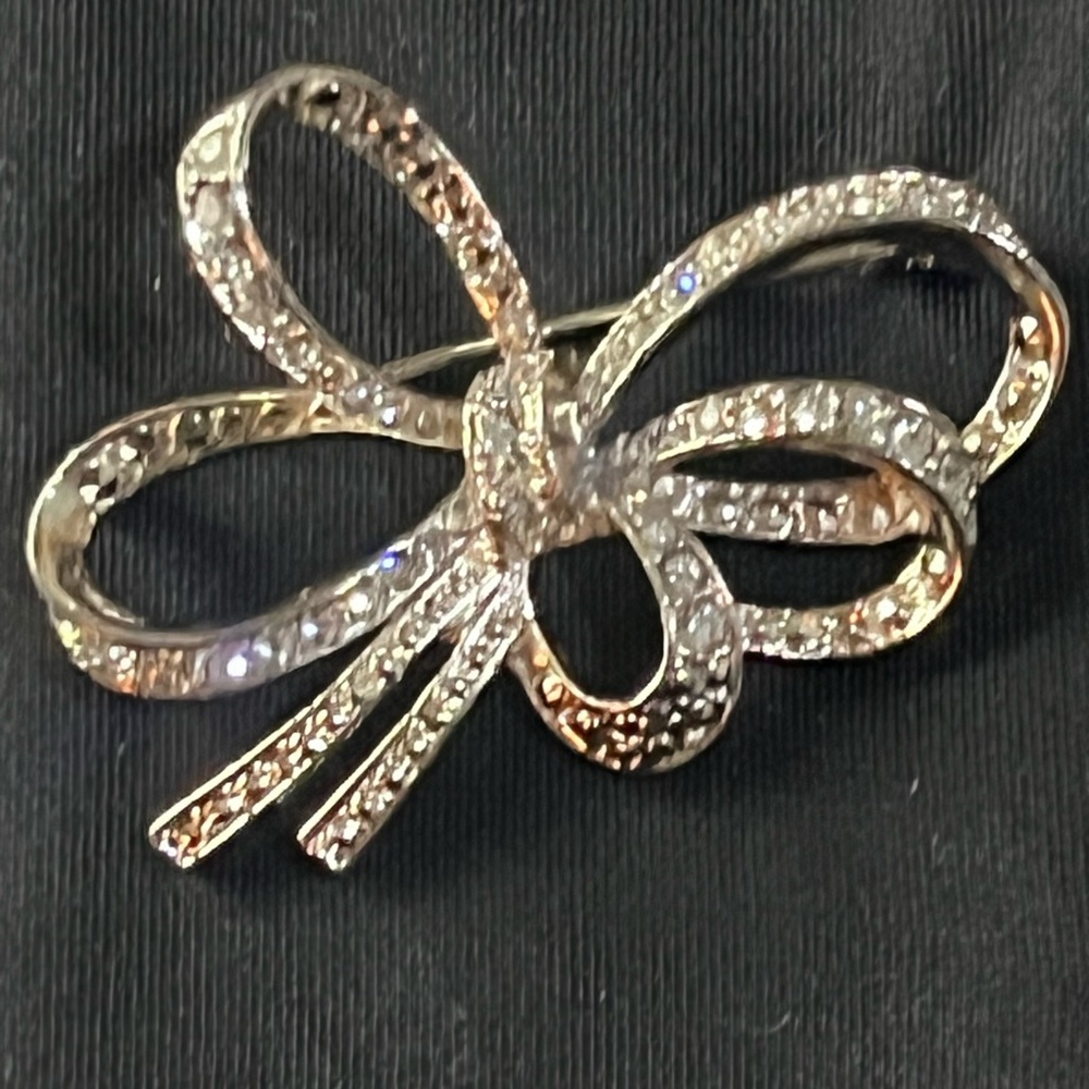 Carolee Large Rhinestone Bow Brooch,